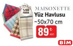 MAİSONETTE YÜZ HAVLUSU 50X70 CM fiyat ve kampanya bilgisi